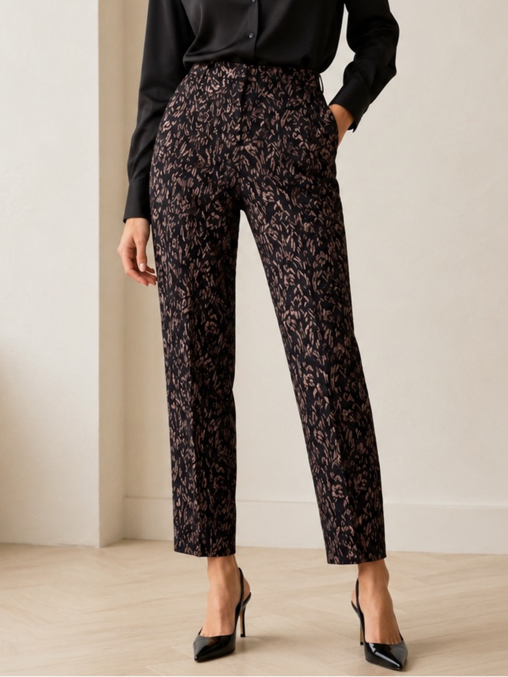 Tanya Taylor Kian Metallic Pants 2 Black Bronze Party Glam